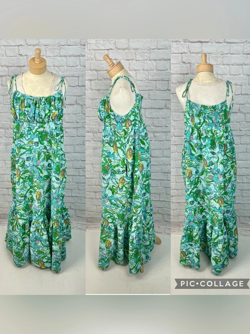 Kate Spade Under The Sea Tie Strap Maxi Dress XXL